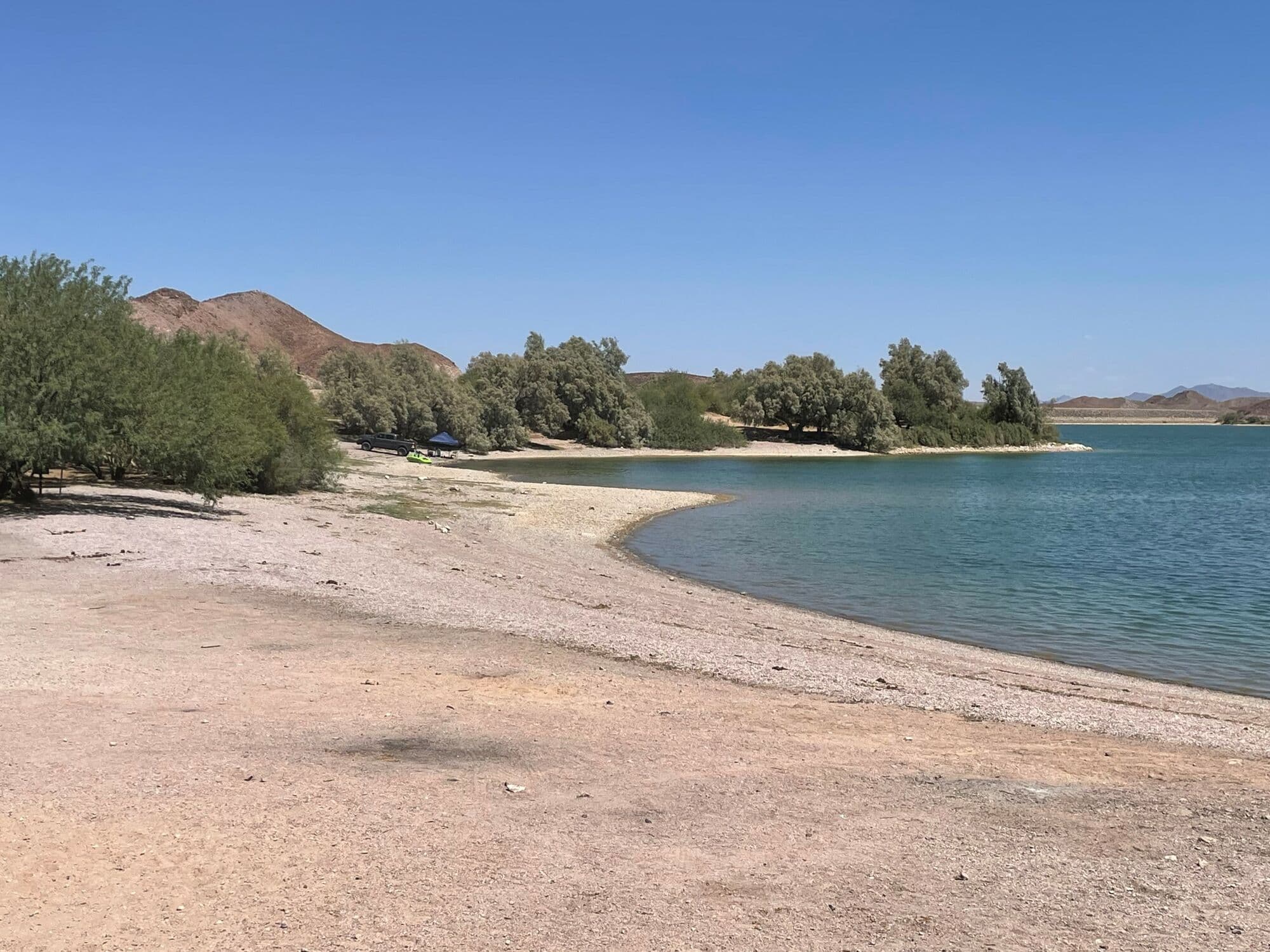 Senator Wash north shore: blue water, desert hills and mesquite